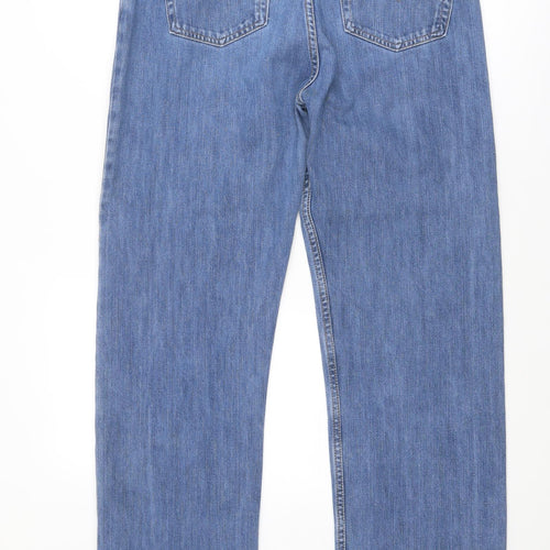 Blue Harbour Mens Blue Cotton Straight Jeans Size 34 in Regular Zip