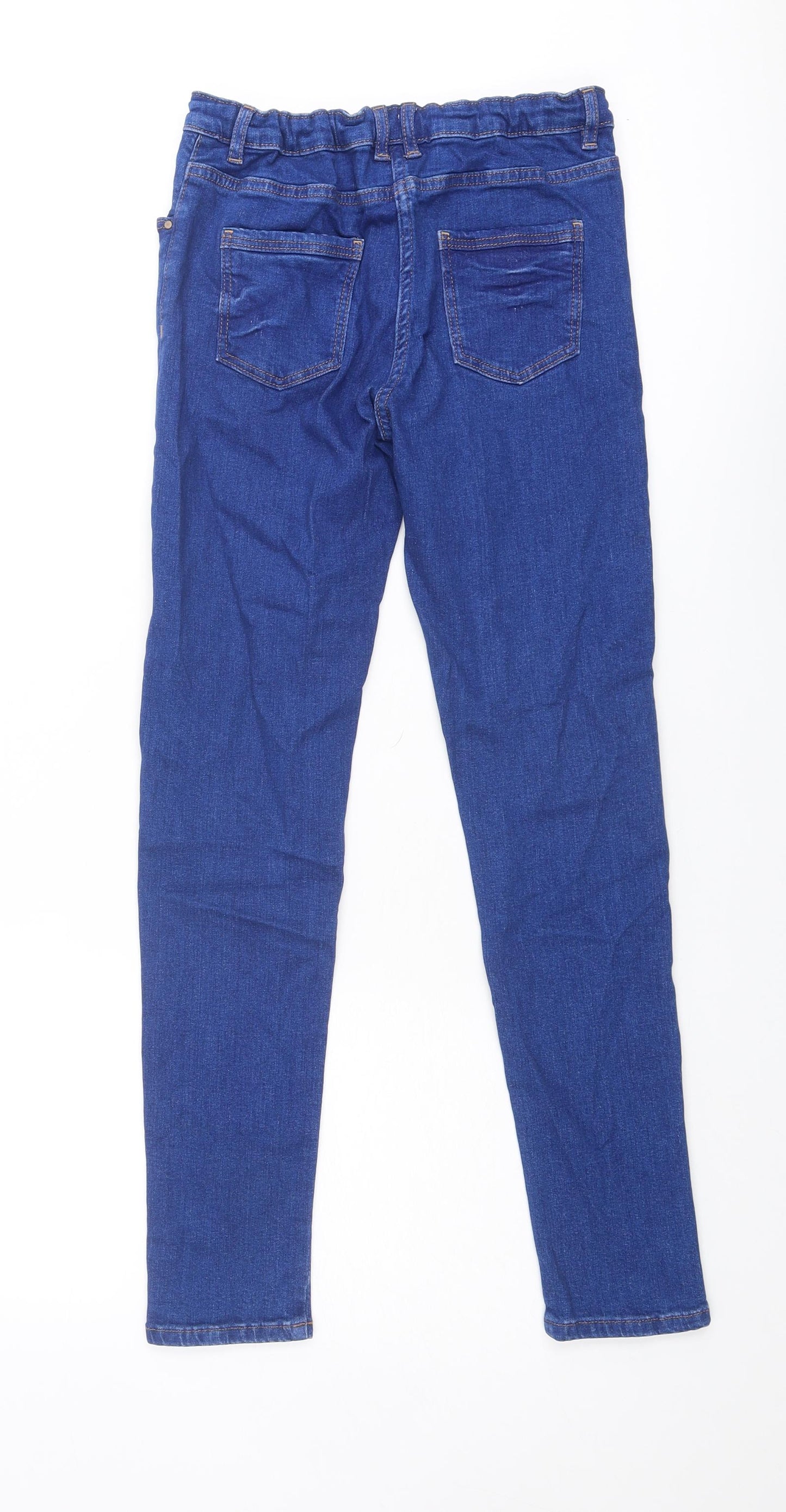 NEXT Girls Blue Cotton Skinny Jeans Size 12 Years Regular Zip