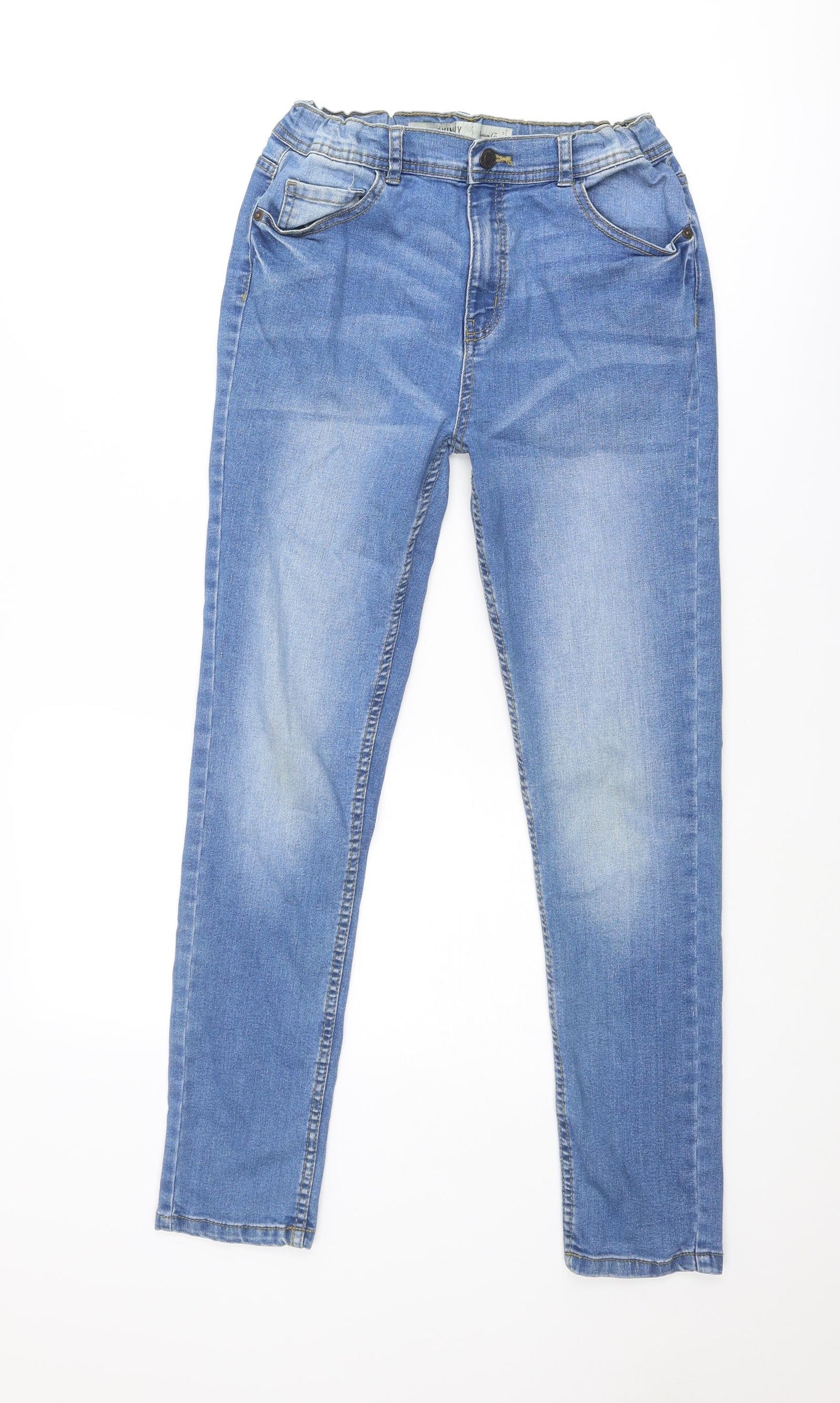 Denim & Co. Boys Blue Cotton Skinny Jeans Size 13-14 Years Regular Zip