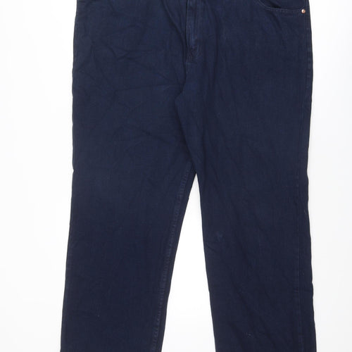 Winzone Mens Blue Cotton Straight Jeans Size 42 in Regular Zip