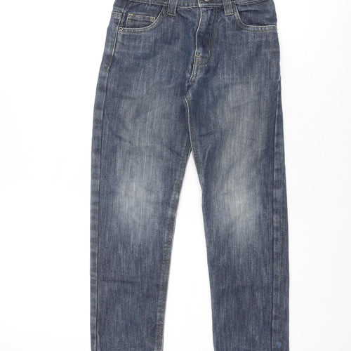 Denim & Co. Boys Blue Cotton Straight Jeans Size 7-8 Years Regular Zip