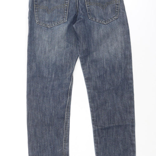 Denim & Co. Boys Blue Cotton Straight Jeans Size 7-8 Years Regular Zip
