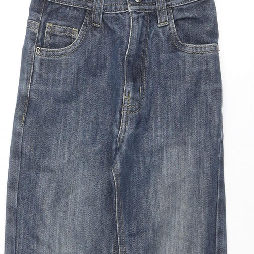 Denim & Co. Boys Blue Cotton Straight Jeans Size 7-8 Years Regular Zip