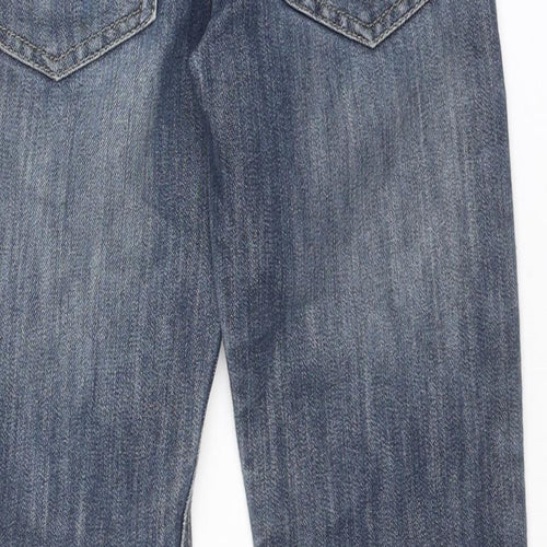 Denim & Co. Boys Blue Cotton Straight Jeans Size 7-8 Years Regular Zip