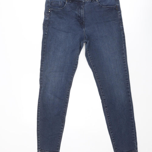 NEXT Womens Blue Cotton Skinny Jeans Size 16 Regular Zip