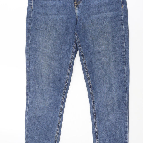 Topshop Womens Blue Cotton Skinny Jeans Size 28 in Regular Zip