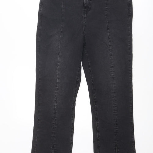 Urban Bliss Womens Black Cotton Straight Jeans Size 14 Regular Zip