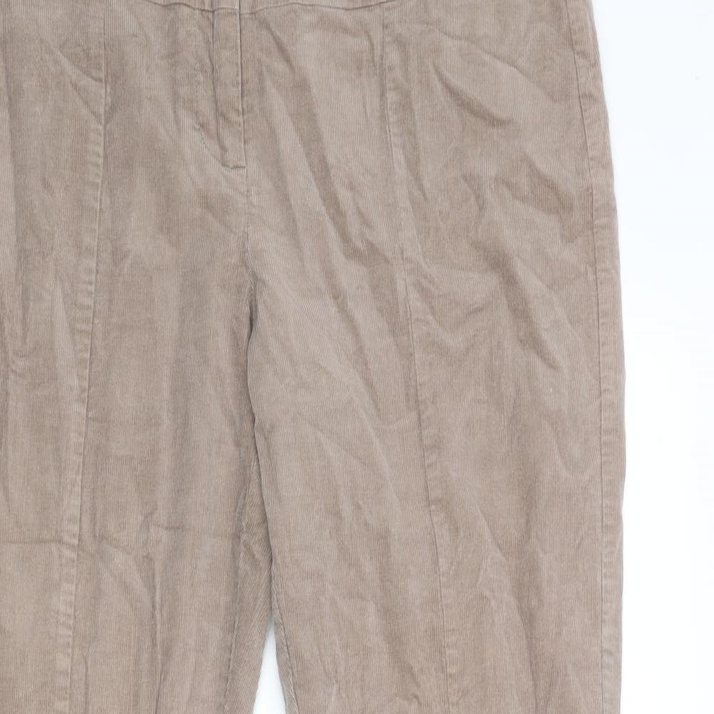 Laura Ashley Womens Beige Cotton Trousers Size 16 Regular Zip