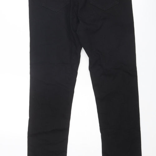 F&F Womens Black Cotton Straight Jeans Size 14 Regular Zip
