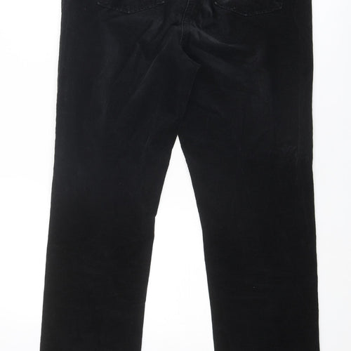 Marks and Spencer Womens Black Cotton Trousers Size 14 Regular Zip