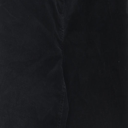 Marks and Spencer Womens Black Cotton Trousers Size 14 Regular Zip