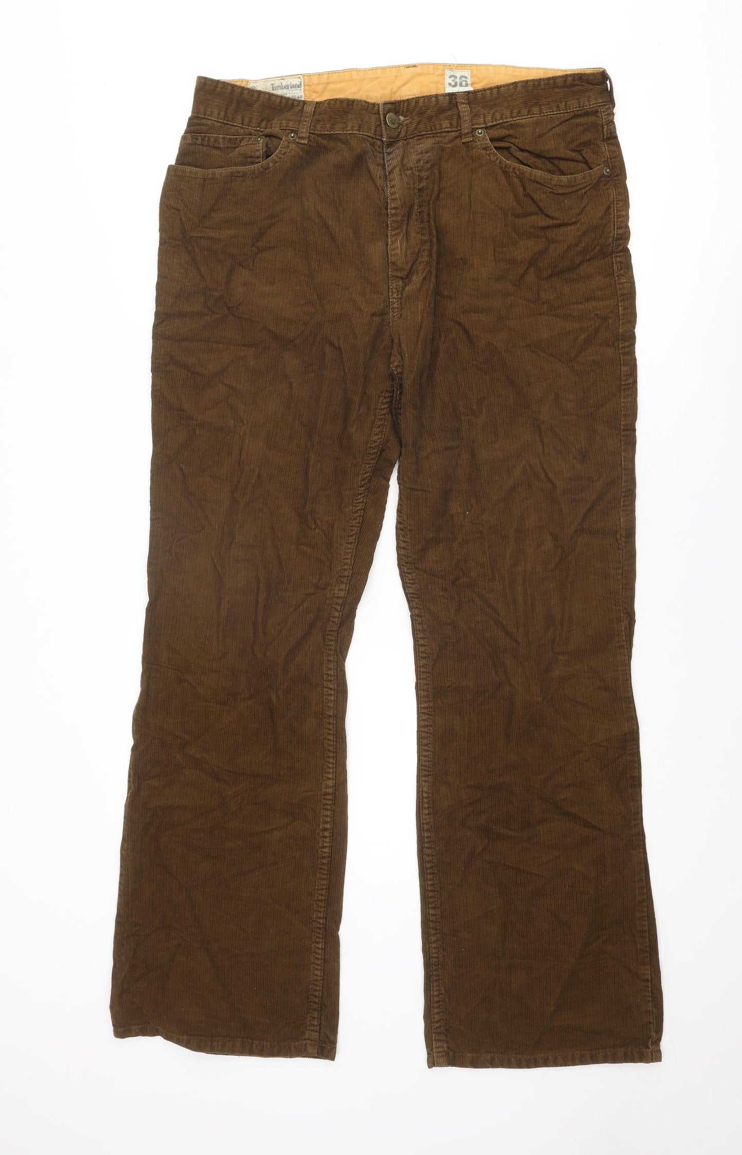 Timberland Mens Brown Cotton Trousers Size 36 in Regular Zip