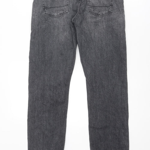 River Island Mens Grey Cotton Straight Jeans Size 26 in Slim Zip