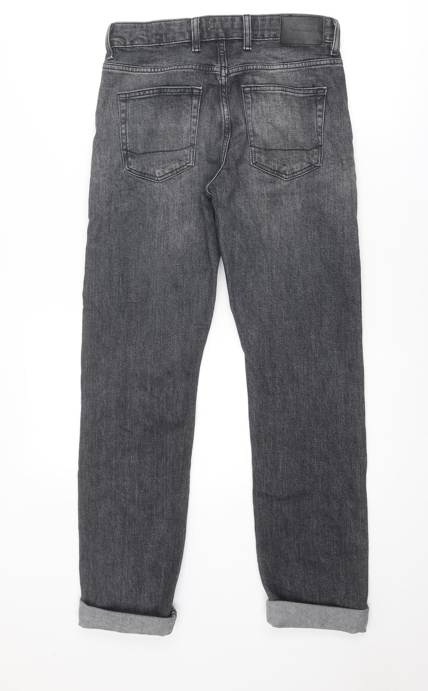 River Island Mens Grey Cotton Straight Jeans Size 26 in Slim Zip