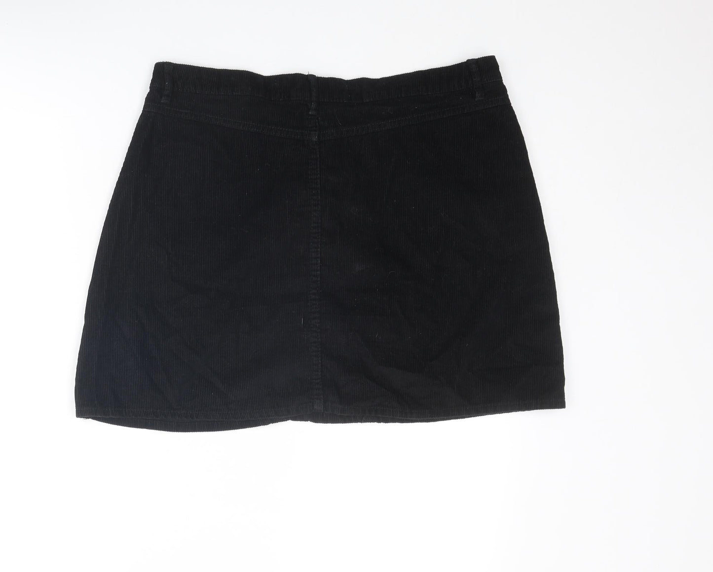 Denim & Co. Womens Black Cotton A-Line Skirt Size 16 Zip