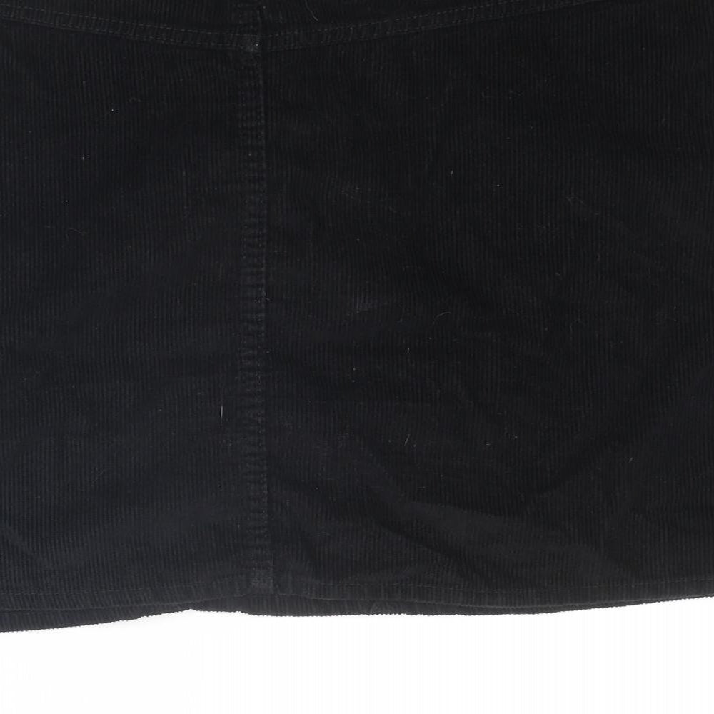 Denim & Co. Womens Black Cotton A-Line Skirt Size 16 Zip