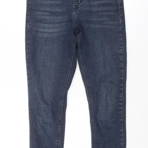Topshop Womens Blue Cotton Skinny Jeans Size 28 in Regular Zip