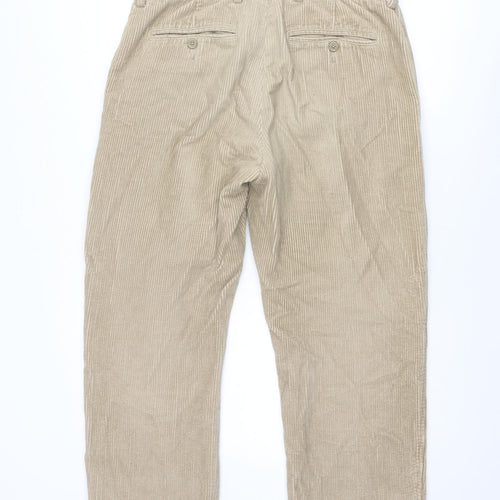 Samuel Windsor Mens Beige Cotton Trousers Size 34 in Regular Zip - Short Leg