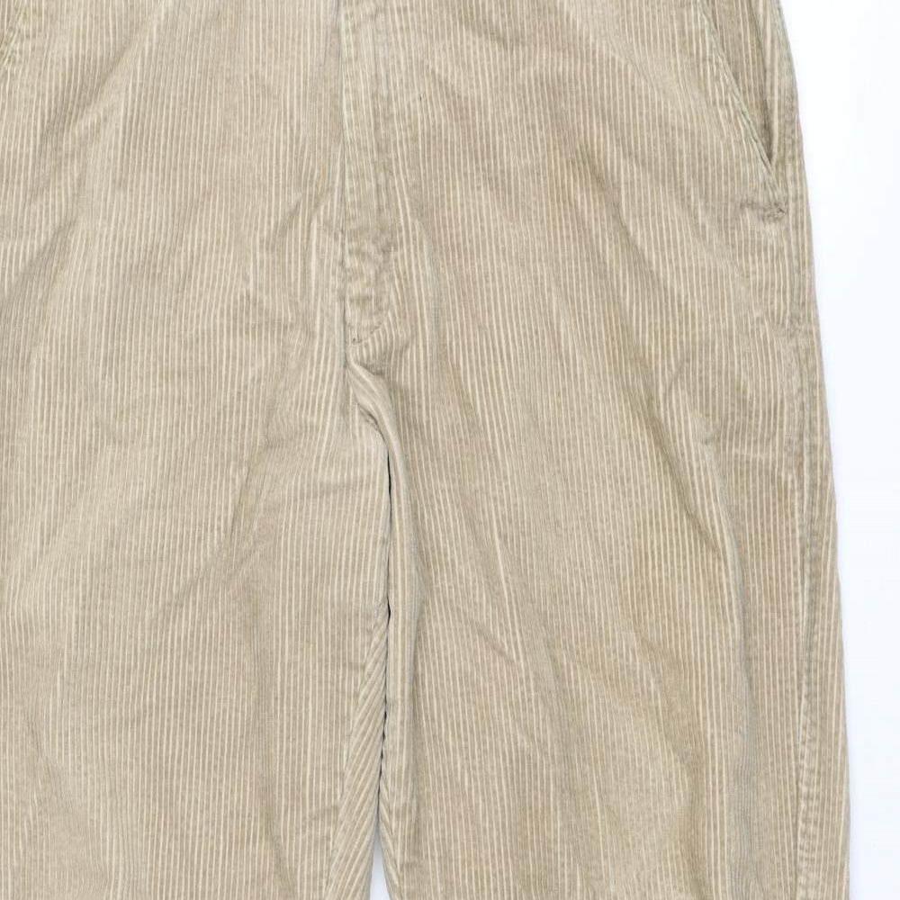 Samuel Windsor Mens Beige Cotton Trousers Size 34 in Regular Zip - Short Leg