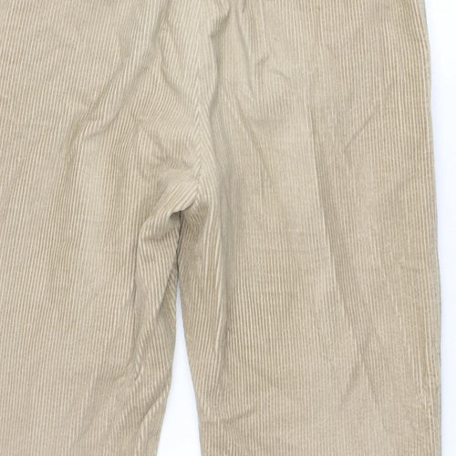 Samuel Windsor Mens Beige Cotton Trousers Size 34 in Regular Zip - Short Leg