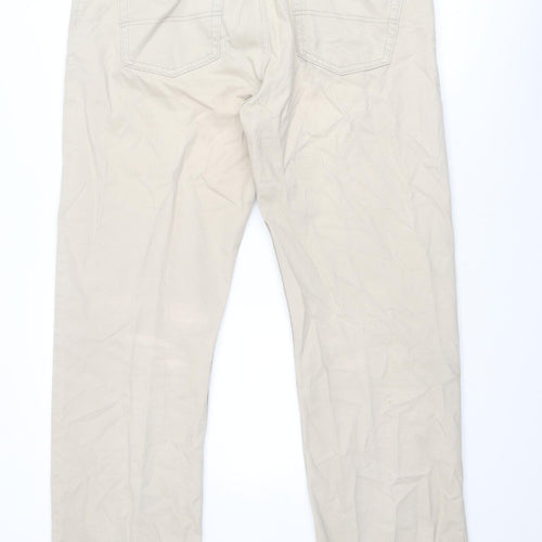 Marks and Spencer Mens Beige Cotton Trousers Size 38 in Regular Zip