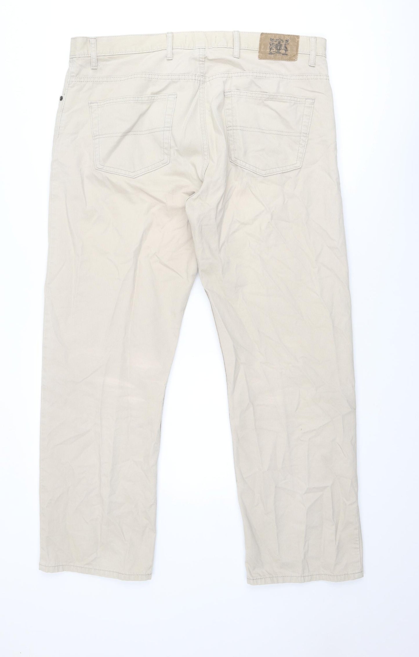 Marks and Spencer Mens Beige Cotton Trousers Size 38 in Regular Zip