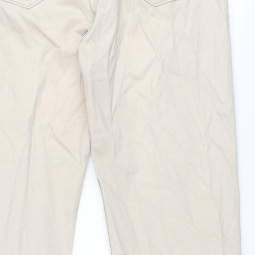 Marks and Spencer Mens Beige Cotton Trousers Size 38 in Regular Zip