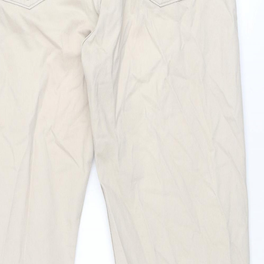 Marks and Spencer Mens Beige Cotton Trousers Size 38 in Regular Zip