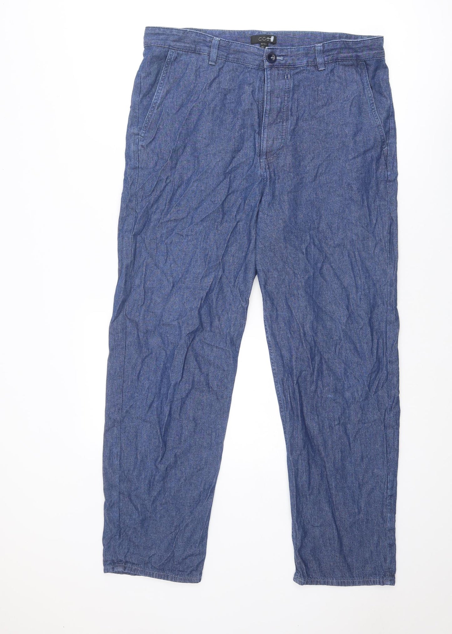 COS Womens Blue Cotton Straight Jeans Size 12 Regular Button