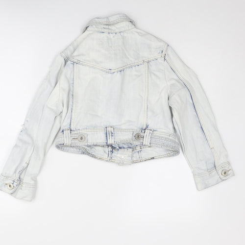 Heart & Soul Womens Blue Jacket Size 12 Button - Distressed Look