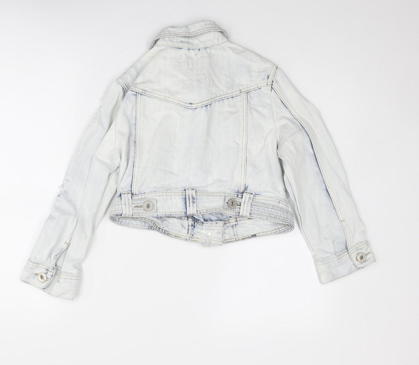 Heart & Soul Womens Blue Jacket Size 12 Button - Distressed Look