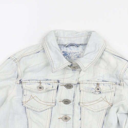 Heart & Soul Womens Blue Jacket Size 12 Button - Distressed Look