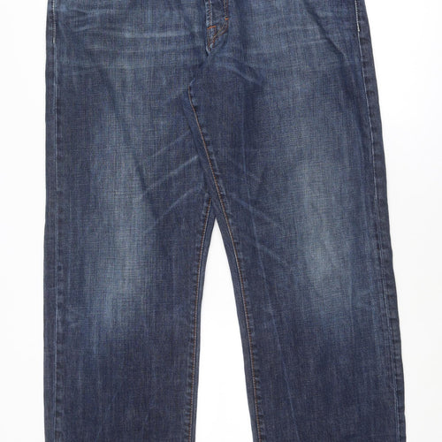 Boss Mens Blue Cotton Straight Jeans Size 42 in Regular Button