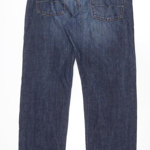Boss Mens Blue Cotton Straight Jeans Size 42 in Regular Button
