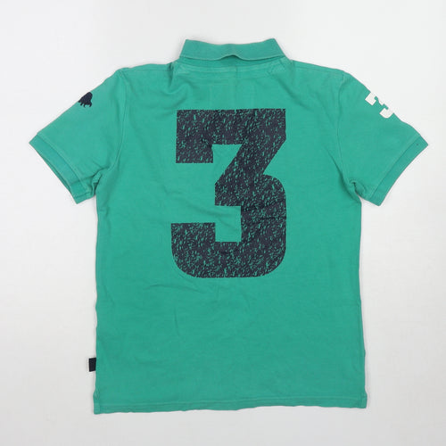 Marks and Spencer Boys Green Cotton Basic Polo Size 11-12 Years Collared Pullover - Courage Strength Honour