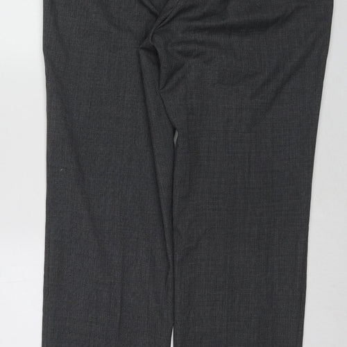 Marks and Spencer Mens Grey Polyester Trousers Size 36 in L31 in Regular Zip