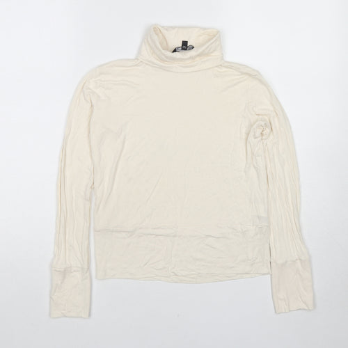 Marks and Spencer Womens Ivory Viscose Basic Blouse Size 8 Roll Neck