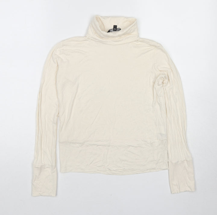Marks and Spencer Womens Ivory Viscose Basic Blouse Size 8 Roll Neck