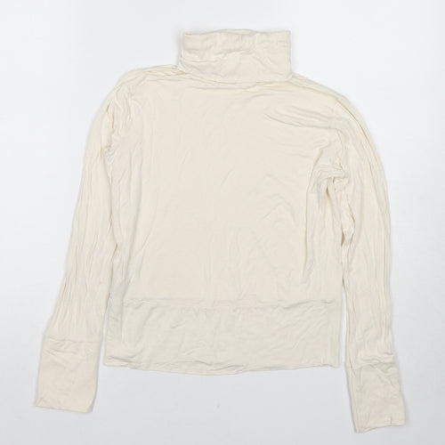Marks and Spencer Womens Ivory Viscose Basic Blouse Size 8 Roll Neck
