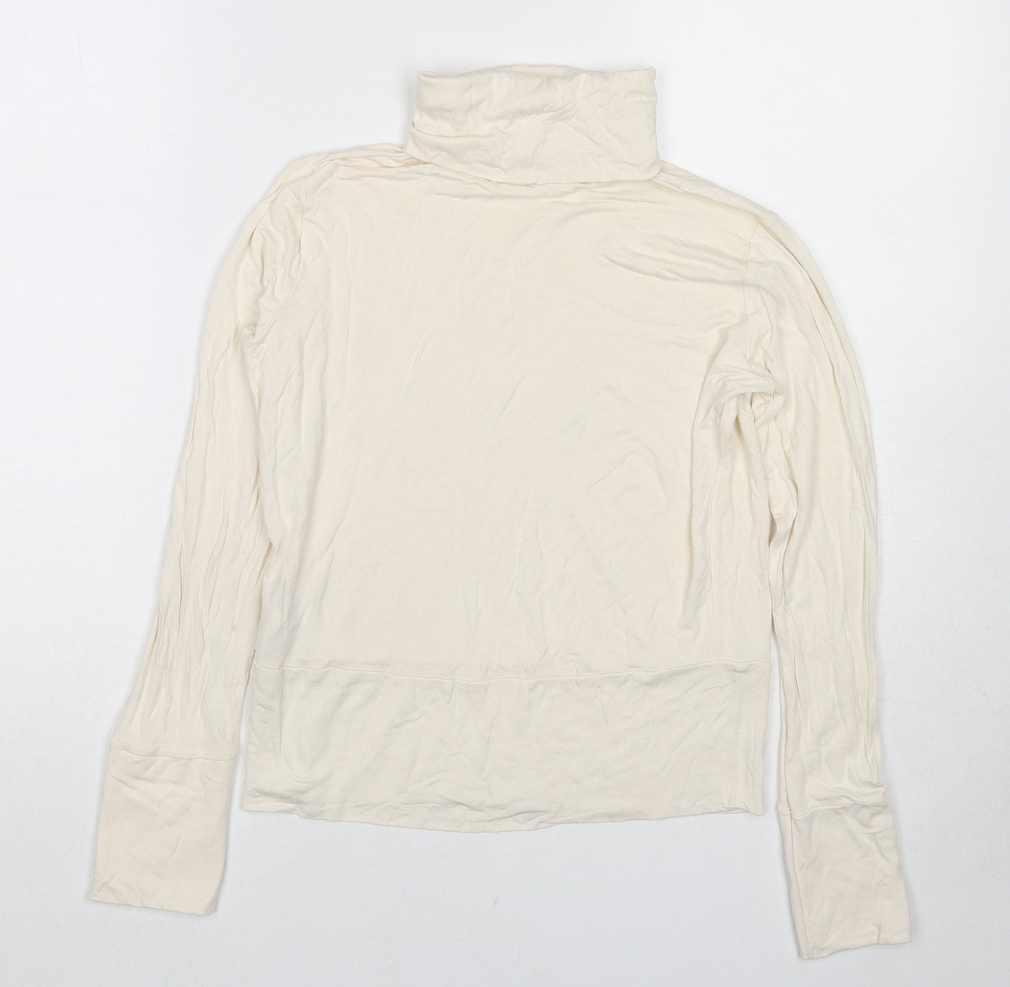 Marks and Spencer Womens Ivory Viscose Basic Blouse Size 8 Roll Neck