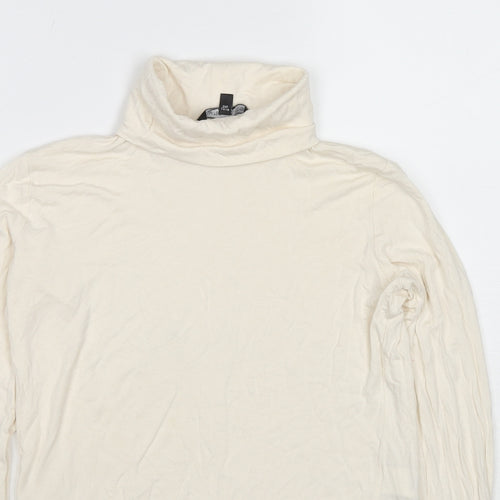 Marks and Spencer Womens Ivory Viscose Basic Blouse Size 8 Roll Neck