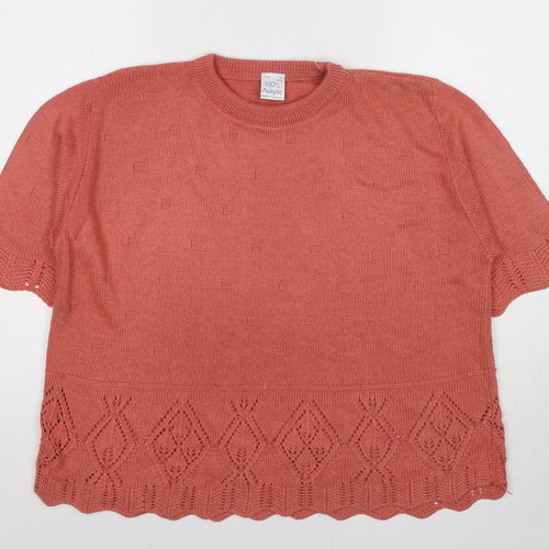 Made in England Womens Red Round Neck Acrylic Pullover Jumper Size M - Size M-L