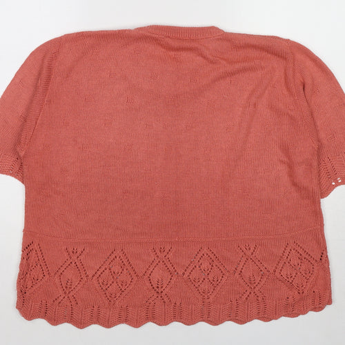 Made in England Womens Red Round Neck Acrylic Pullover Jumper Size M - Size M-L