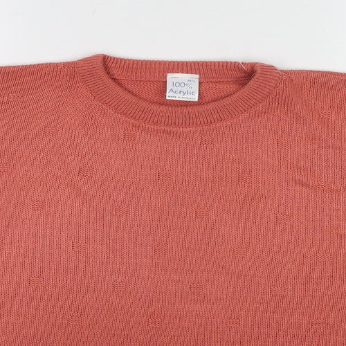 Made in England Womens Red Round Neck Acrylic Pullover Jumper Size M - Size M-L