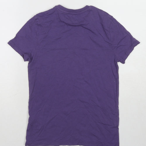 Marks and Spencer Girls Purple Cotton Basic T-Shirt Size 9-10 Years Round Neck Pullover