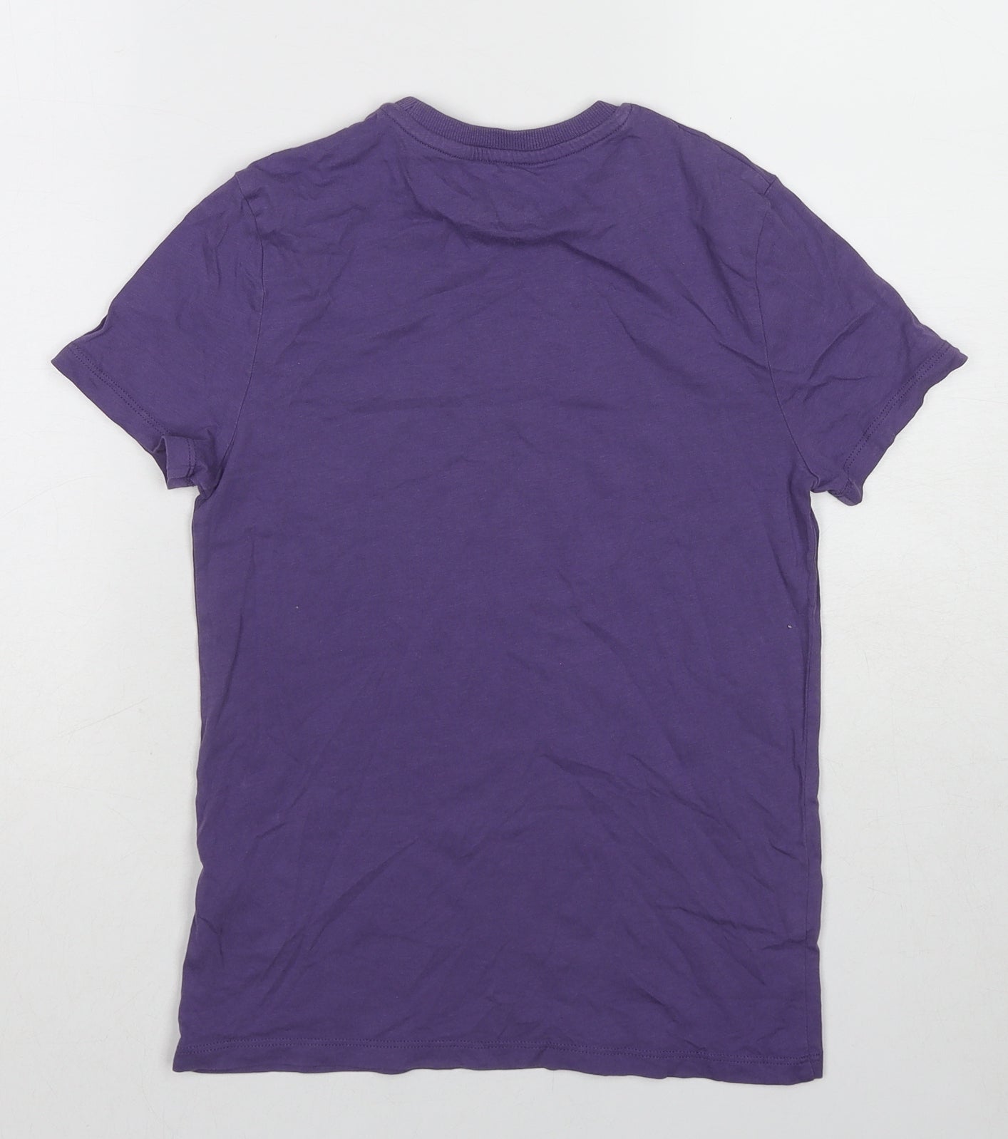Marks and Spencer Girls Purple Cotton Basic T-Shirt Size 9-10 Years Round Neck Pullover