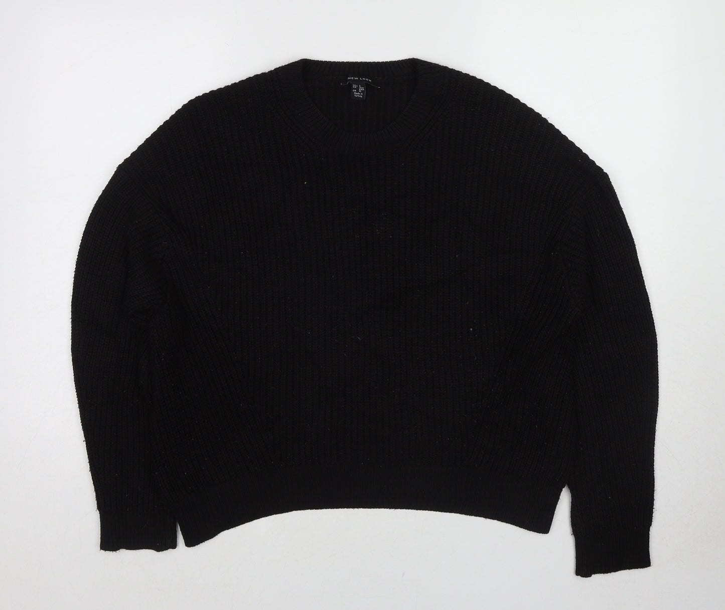 New Look Womens Black Round Neck Acrylic Pullover Jumper Size S