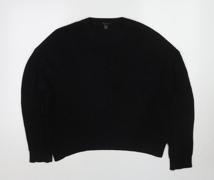 New Look Womens Black Round Neck Acrylic Pullover Jumper Size S