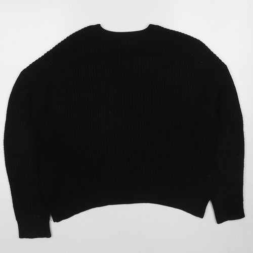 New Look Womens Black Round Neck Acrylic Pullover Jumper Size S