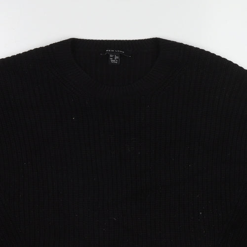 New Look Womens Black Round Neck Acrylic Pullover Jumper Size S